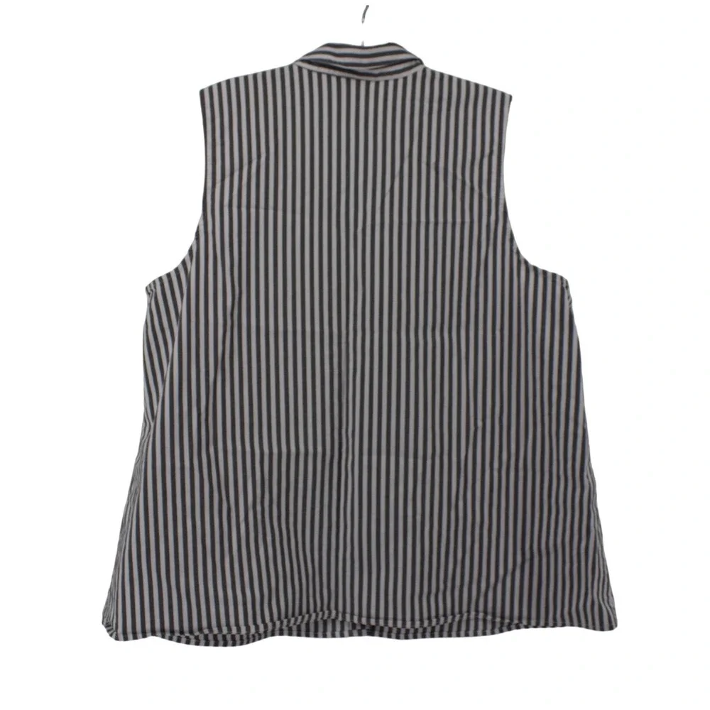 J. Jill Womens Grey White Striped Sleeveless Shirt Large Nautical Preppy Contemp - Picture 2 of 7